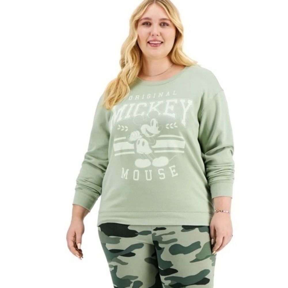 Disney Women's 2X NWT Plus Size Light Green Mickey Mouse Sweatshirt New